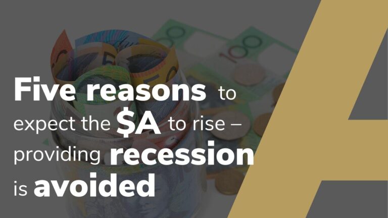 Five reasons to expect the $A to rise– providing recession is avoided
